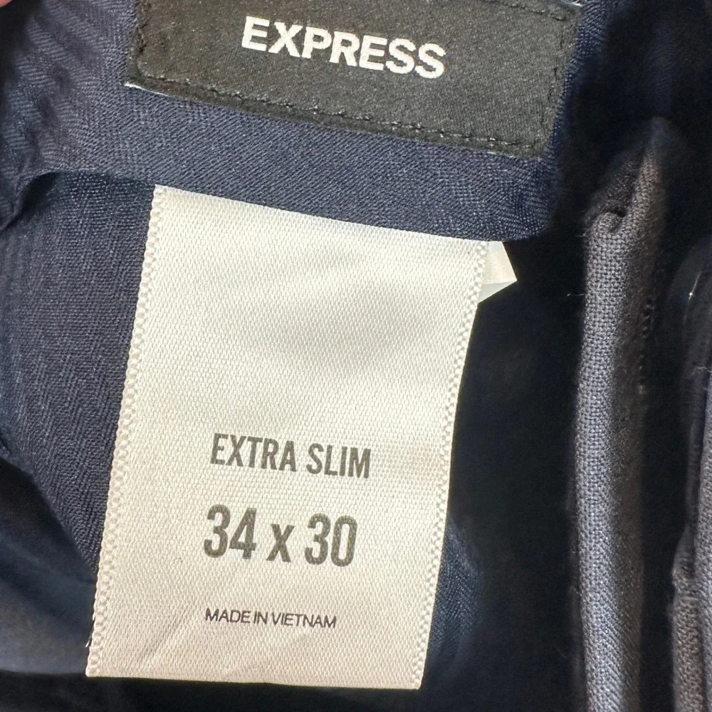 Express Wool Blend Suit Pants Mens 46R 34X30 Extra Slim Blue Sport Coat Trousers